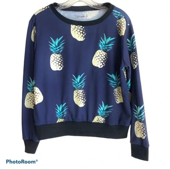Cupshe Pineapple Print Pullover Top | Women’s Medium | Lightweight Knit - Picture 1 of 5
